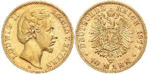 10 Mark Königreich Bayern (1806 - 1918) Gold Ludwig II. (Bayern)(1845 – 1886)