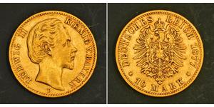 10 Mark Königreich Bayern (1806 - 1918) Gold Ludwig II. (Bayern)(1845 – 1886)