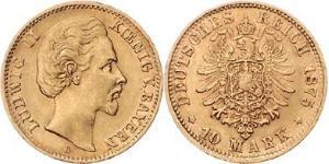 10 Mark Königreich Bayern (1806 - 1918) Gold Ludwig II. (Bayern)(1845 – 1886)