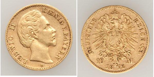 10 Mark Königreich Bayern (1806 - 1918) Gold Ludwig I. (Bayern)(1786 – 1868)