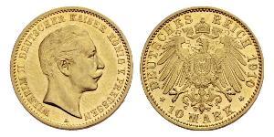 10 Mark Königreich Preußen (1701-1918) Gold Wilhelm II, German Emperor (1859-1941)