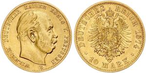 10 Mark Königreich Preußen (1701-1918) Gold Wilhelm I, German Emperor (1797-1888)