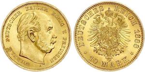 10 Mark Königreich Preußen (1701-1918) Gold Wilhelm I, German Emperor (1797-1888)