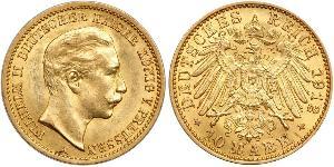 10 Mark Königreich Preußen (1701-1918) Gold Wilhelm II, German Emperor (1859-1941)