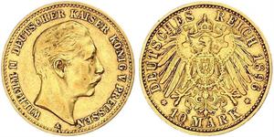 10 Mark Königreich Preußen (1701-1918) Gold Wilhelm II, German Emperor (1859-1941)