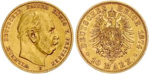 10 Mark Königreich Preußen (1701-1918) Gold Wilhelm I, German Emperor (1797-1888)