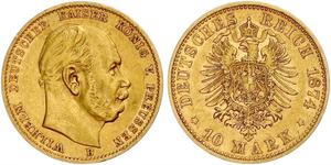 10 Mark Königreich Preußen (1701-1918) Gold Wilhelm I, German Emperor (1797-1888)