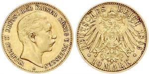 10 Mark Königreich Preußen (1701-1918) Gold Wilhelm II, German Emperor (1859-1941)