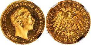 10 Mark Königreich Preußen (1701-1918) Gold Wilhelm II, German Emperor (1859-1941)