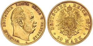 10 Mark Königreich Preußen (1701-1918) Gold Wilhelm I, German Emperor (1797-1888)