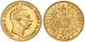 10 Mark Königreich Preußen (1701-1918) Gold Wilhelm II, German Emperor (1859-1941)