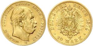 10 Mark Königreich Preußen (1701-1918) Gold Wilhelm I, German Emperor (1797-1888)