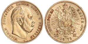 10 Mark Königreich Preußen (1701-1918) Gold Wilhelm I, German Emperor (1797-1888)