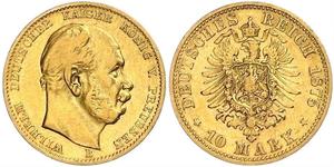 10 Mark Königreich Preußen (1701-1918) Gold Wilhelm I, German Emperor (1797-1888)