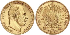 10 Mark Königreich Preußen (1701-1918) Gold Wilhelm I, German Emperor (1797-1888)