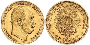 10 Mark Königreich Preußen (1701-1918) Gold Wilhelm I, German Emperor (1797-1888)