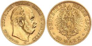 10 Mark Königreich Preußen (1701-1918) Gold Wilhelm I, German Emperor (1797-1888)