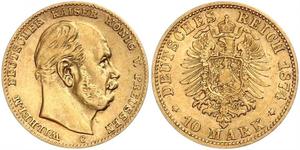 10 Mark Königreich Preußen (1701-1918) Gold Wilhelm I, German Emperor (1797-1888)