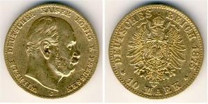10 Mark Königreich Preußen (1701-1918) Gold Wilhelm I, German Emperor (1797-1888)