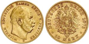 10 Mark Königreich Preußen (1701-1918) Gold Wilhelm I, German Emperor (1797-1888)