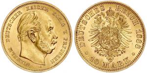 10 Mark Königreich Preußen (1701-1918) Gold Wilhelm I, German Emperor (1797-1888)