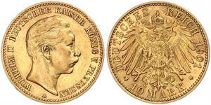 10 Mark Königreich Preußen (1701-1918) Gold Wilhelm II, German Emperor (1859-1941)