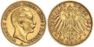 10 Mark Königreich Preußen (1701-1918) Gold Wilhelm II, German Emperor (1859-1941)