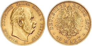 10 Mark Königreich Preußen (1701-1918) Gold Wilhelm I, German Emperor (1797-1888)