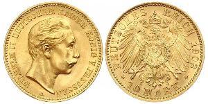 10 Mark Königreich Preußen (1701-1918) Gold Wilhelm II, German Emperor (1859-1941)