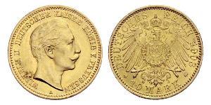 10 Mark Königreich Preußen (1701-1918) Gold Wilhelm II, German Emperor (1859-1941)