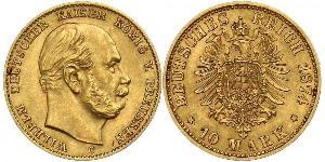 10 Mark Königreich Preußen (1701-1918) Gold Wilhelm I, German Emperor (1797-1888)