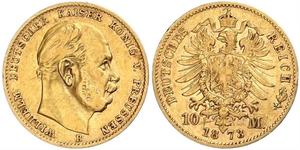 10 Mark Königreich Preußen (1701-1918) Gold Wilhelm I, German Emperor (1797-1888)