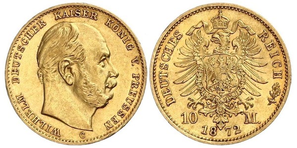 10 Mark Königreich Preußen (1701-1918) Gold Wilhelm I, German Emperor (1797-1888)