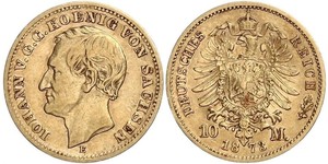 10 Mark Königreich Sachsen (1806 - 1918) Gold 