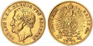 10 Mark Königreich Sachsen (1806 - 1918) Gold 