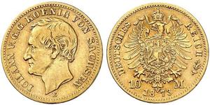 10 Mark Königreich Sachsen (1806 - 1918) Gold 