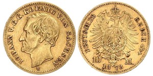 10 Mark Königreich Sachsen (1806 - 1918) Gold 