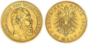 10 Mark Königreich Württemberg (1806-1918) Gold Karl (Württemberg)