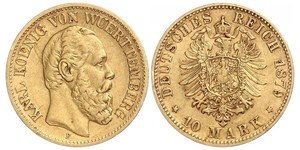 10 Mark Königreich Württemberg (1806-1918) Gold Karl (Württemberg)