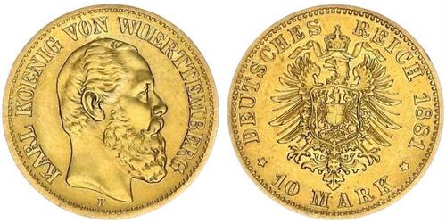 10 Mark Königreich Württemberg (1806-1918) Gold Karl (Württemberg)