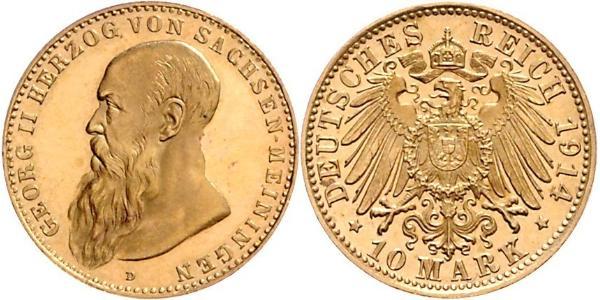 10 Mark Duché de Saxe-Meiningen (1680 - 1918) Or Georges II de Saxe-Meiningen-Hildburghausen