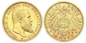 10 Mark Empire allemand (1871-1918) Or Wilhelm II, German Emperor (1859-1941)