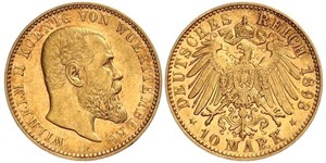 10 Mark Empire allemand (1871-1918) Or Wilhelm II, German Emperor (1859-1941)