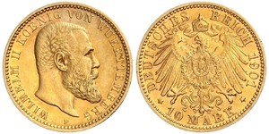 10 Mark Empire allemand (1871-1918) Or Wilhelm II, German Emperor (1859-1941)