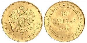 10 Mark Finlande (1917 - ) / Empire russe (1720-1917) Or Alexandre III (1845 -1894)