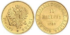 10 Mark Finlande (1917 - ) / Empire russe (1720-1917) Or Alexandre III (1845 -1894)