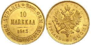 10 Mark Finlande (1917 - ) / Empire russe (1720-1917) Or Alexandre III (1845 -1894)