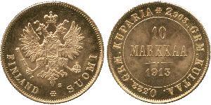 10 Mark Finlande (1917 - ) / Empire russe (1720-1917) Or Alexandre III (1845 -1894)