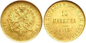10 Mark Finlande (1917 - ) / Empire russe (1720-1917) Or Alexandre III (1845 -1894)