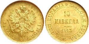 10 Mark Finlande (1917 - ) / Empire russe (1720-1917) Or Alexandre III (1845 -1894)